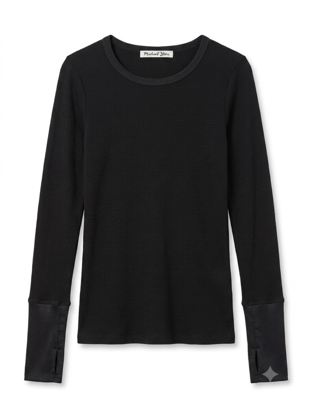 Michael Stars Black Layering Piece Waffle Knit Minimalist Gorpcore Thumbhole OS